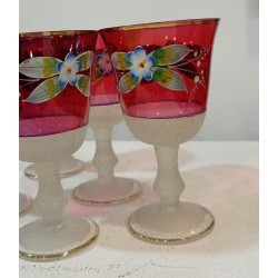 Pahare sticla cu decor flori